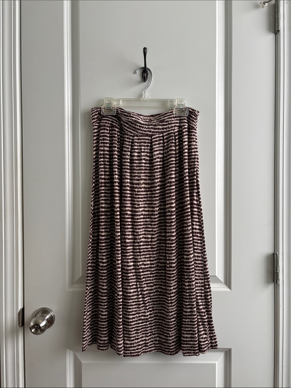 LOFT Brown and Cream Midi Skirt